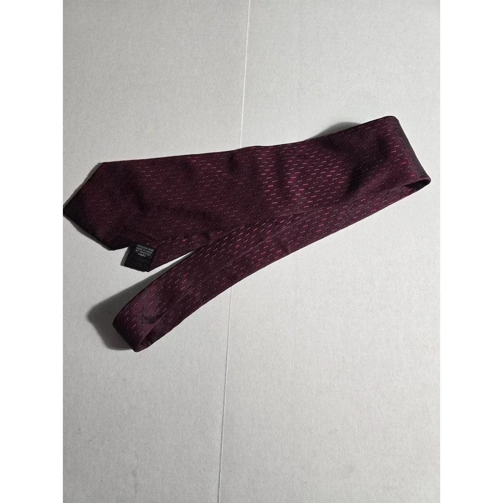 Calvin Klein CK Burgundy Necktie‎ Woven Pattern Business Formal Men's